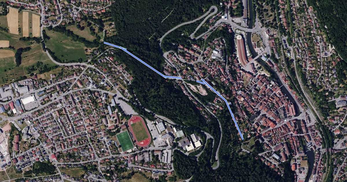 Маршрут Calw Stadtgarten - Wimberg Wurstbrunnenbach на спутниковом снимке