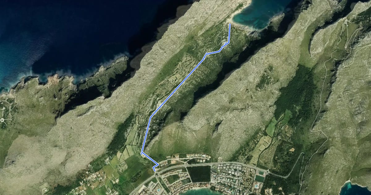 Маршрут Camí de Cala Bóquer на спутниковом снимке