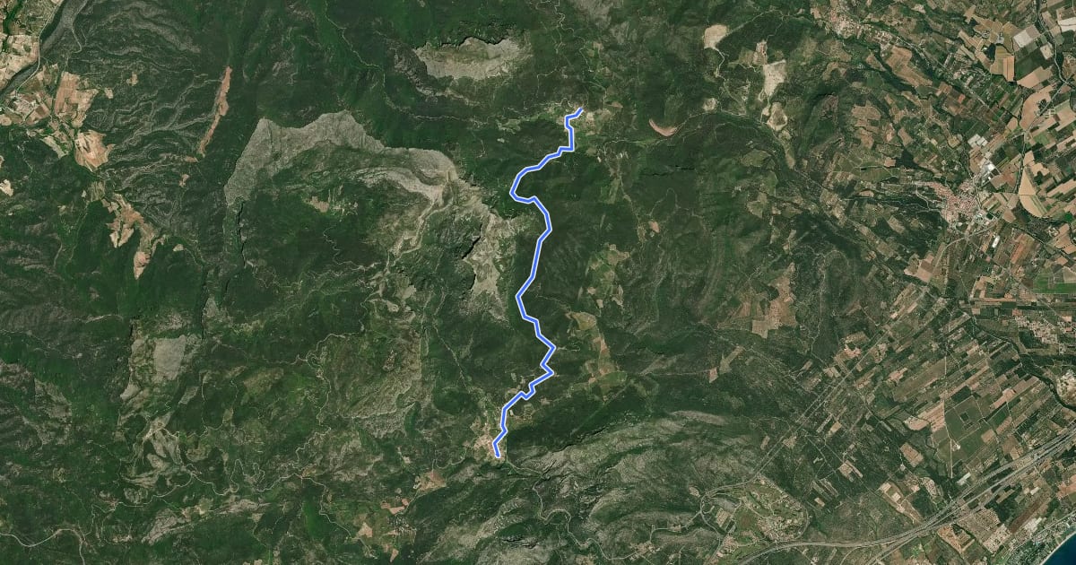Маршрут Camí de Colldejou a Pratdip на спутниковом снимке