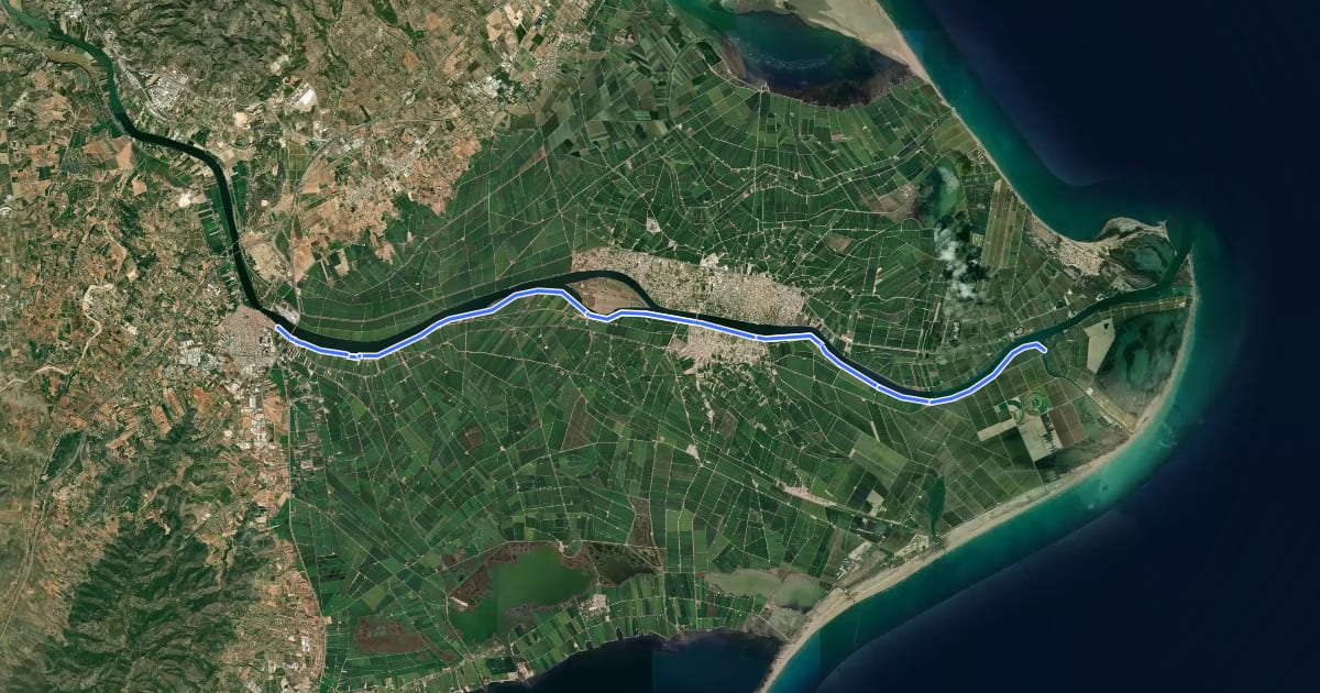 Маршрут Camí de la Sirga del Delta на спутниковом снимке