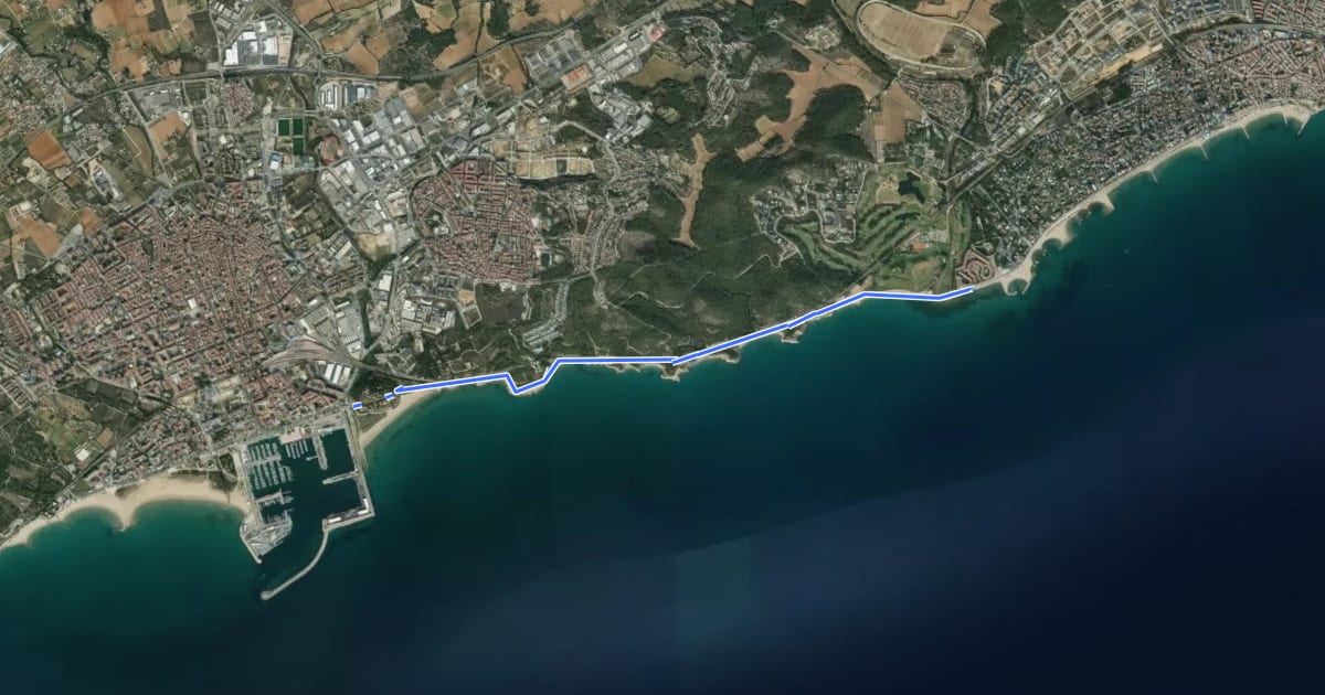 Маршрут Camí de Vilanova a Sitges на спутниковом снимке