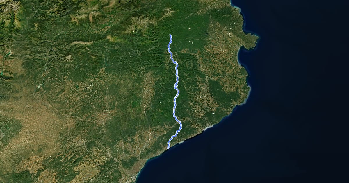 Маршрут Camí del nord o del Canigó на спутниковом снимке
