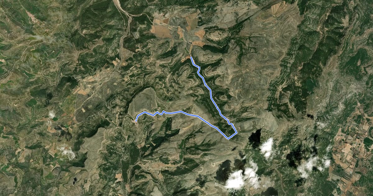 Маршрут Camí del Roure de les Berrugues на спутниковом снимке