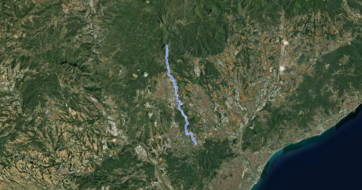 Маршрут Camí dels Monjos на спутниковом снимке