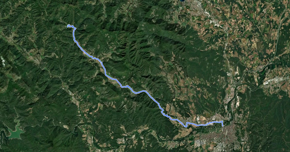 Маршрут Camí ral de la Vall de Llémena на спутниковом снимке
