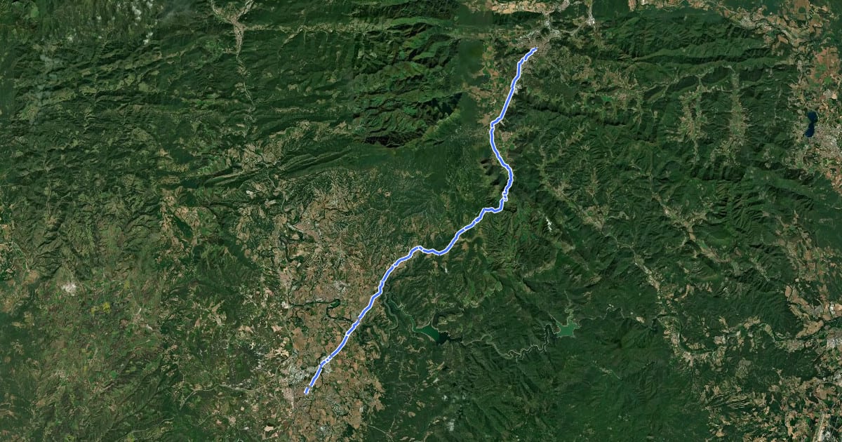 Маршрут Camí Ral de Vic a Olot на спутниковом снимке