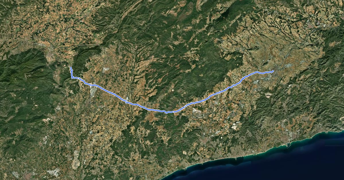 Маршрут Camí Ral de Vilafranca a Montblanc на спутниковом снимке