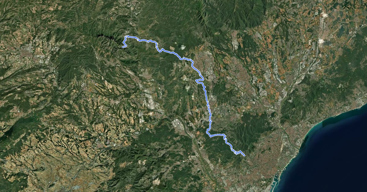 Маршрут Camí Romeu a Montserrat на спутниковом снимке