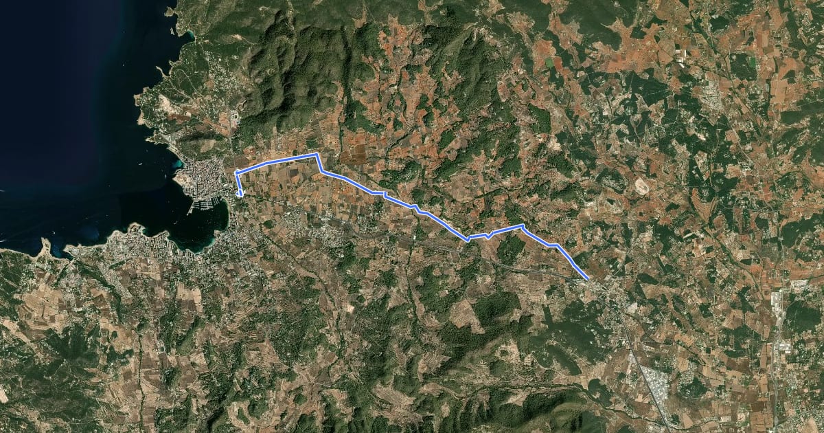 Маршрут Camí Vell de Sant Rafel на спутниковом снимке