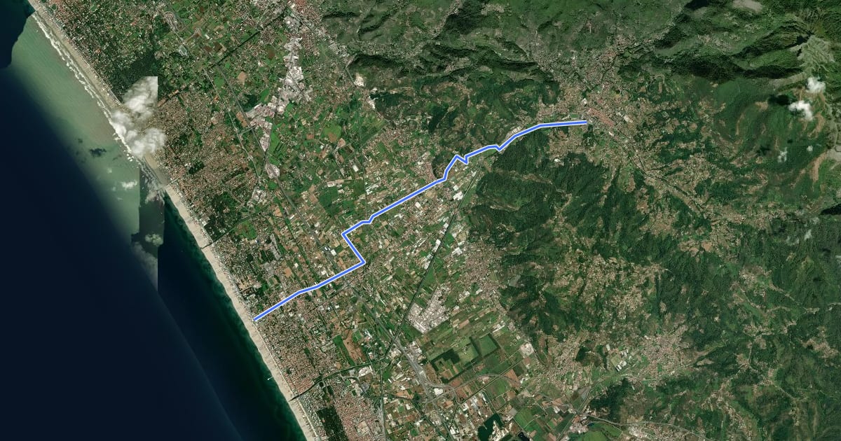 Маршрут Camaiore - Lido на спутниковом снимке