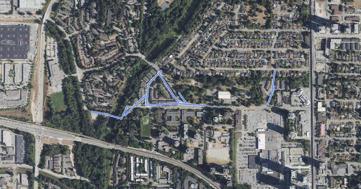 Маршрут Cameron Bike Paths на спутниковом снимке