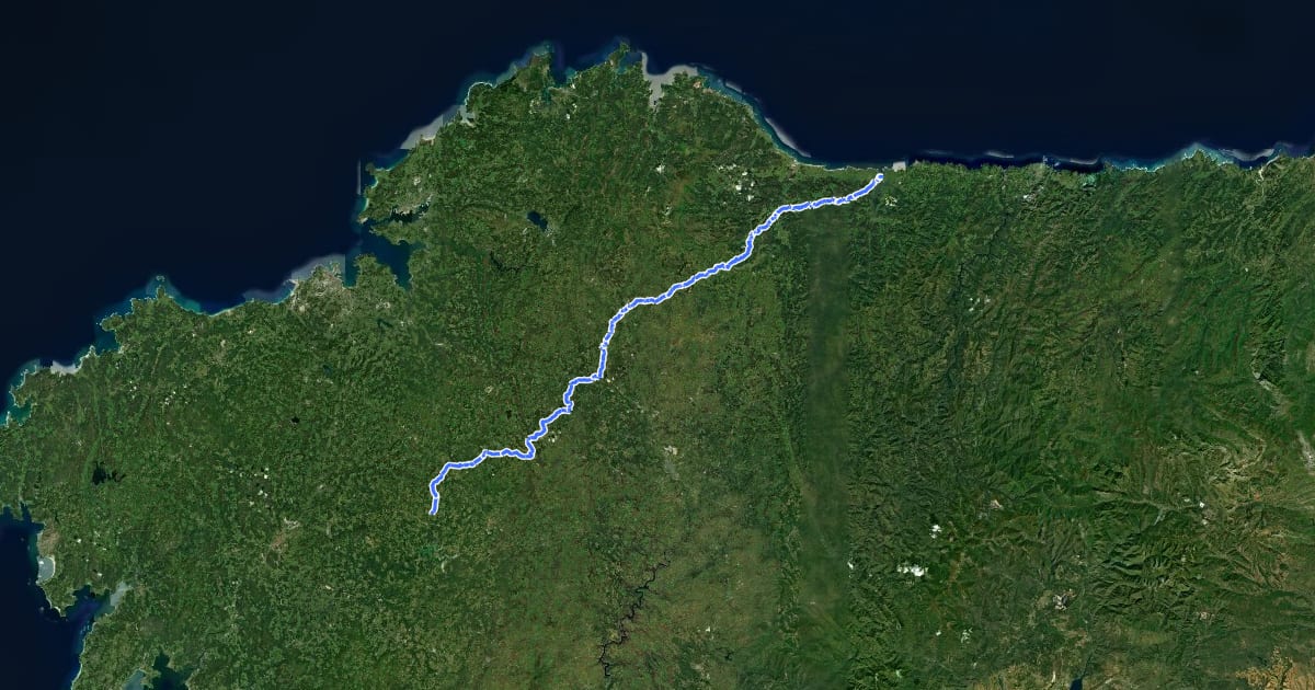 Маршрут Camiño do Norte (Galicia) на спутниковом снимке