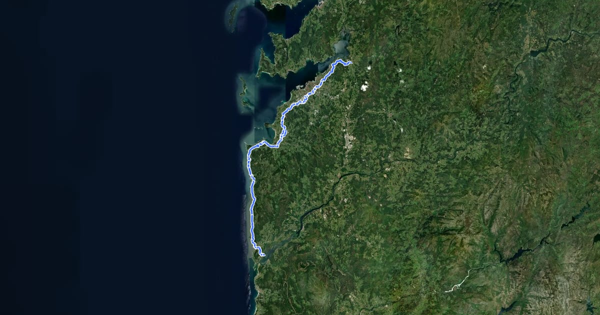 Маршрут Camiño Portugués da Costa (A Guarda - Vigo) на спутниковом снимке
