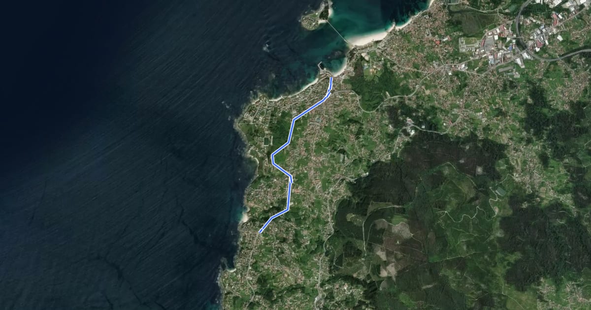 Маршрут Camiño Portugués da Costa (Litoral) на спутниковом снимке
