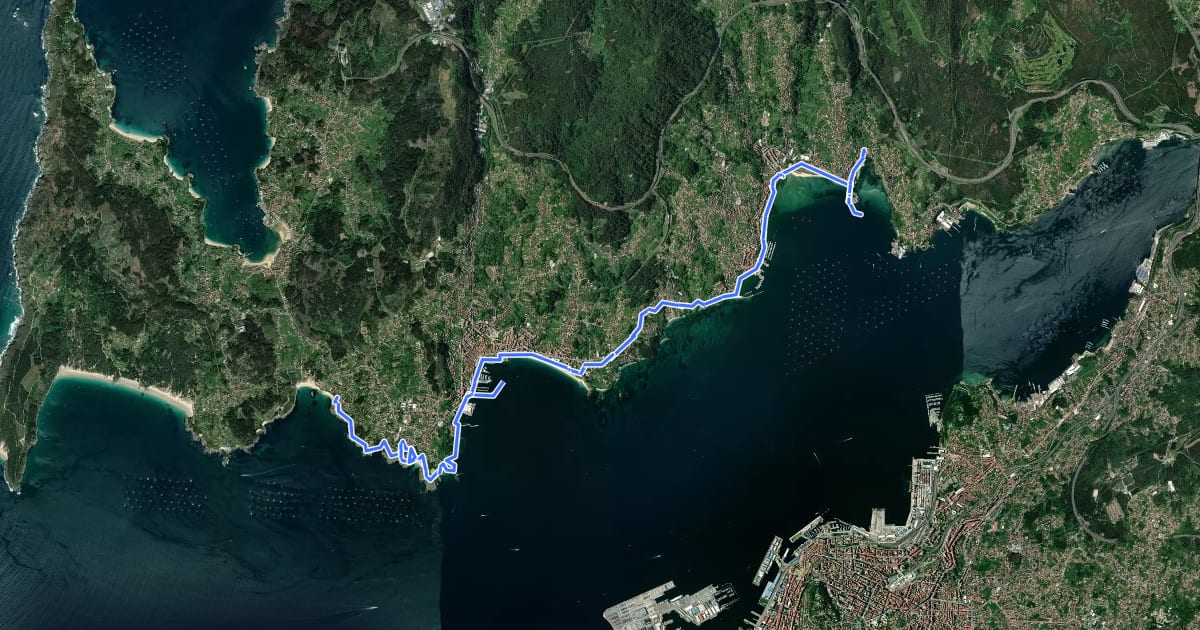 Маршрут Camiño Real - Cangas-Moaña на спутниковом снимке