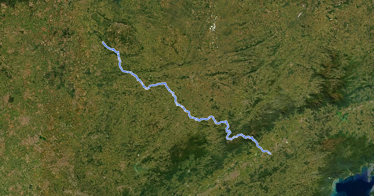 Маршрут Caminho da Fé на спутниковом снимке