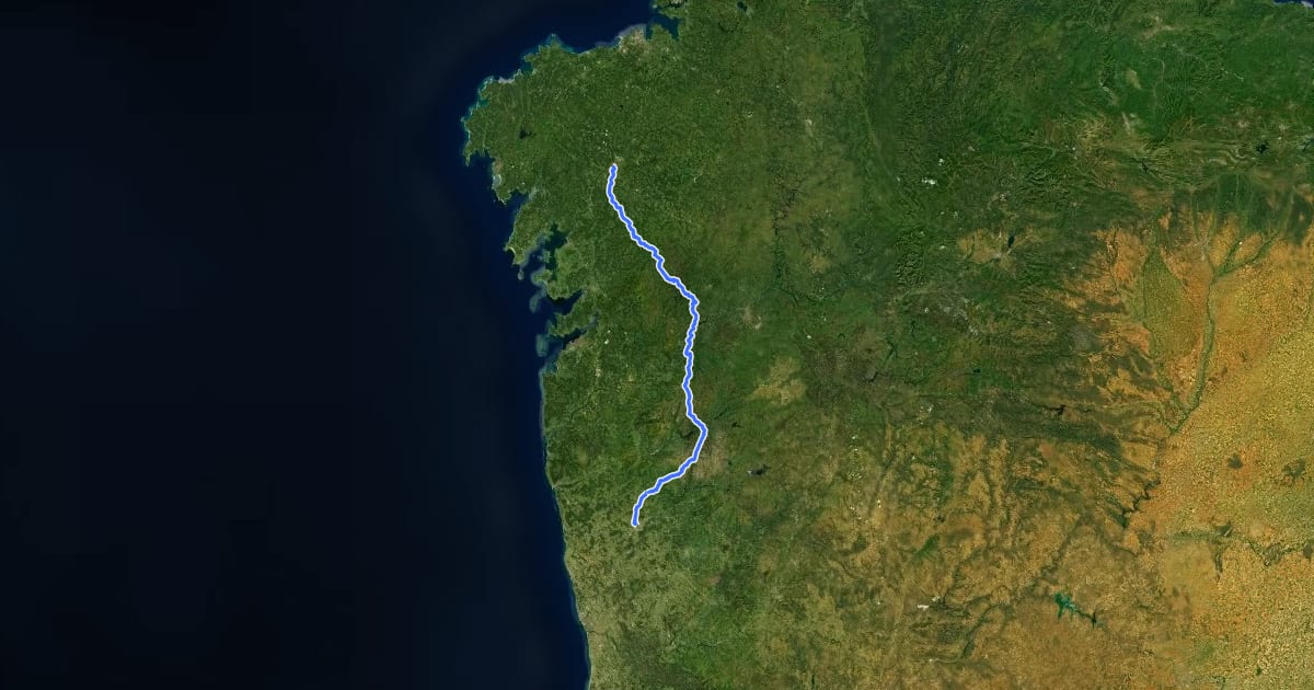 Маршрут Caminho da Geira e dos Arrieiros на спутниковом снимке
