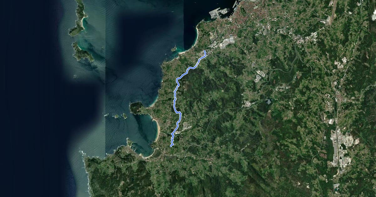 Маршрут Caminho Português da Costa (A Ramalosa - Vigo) на спутниковом снимке