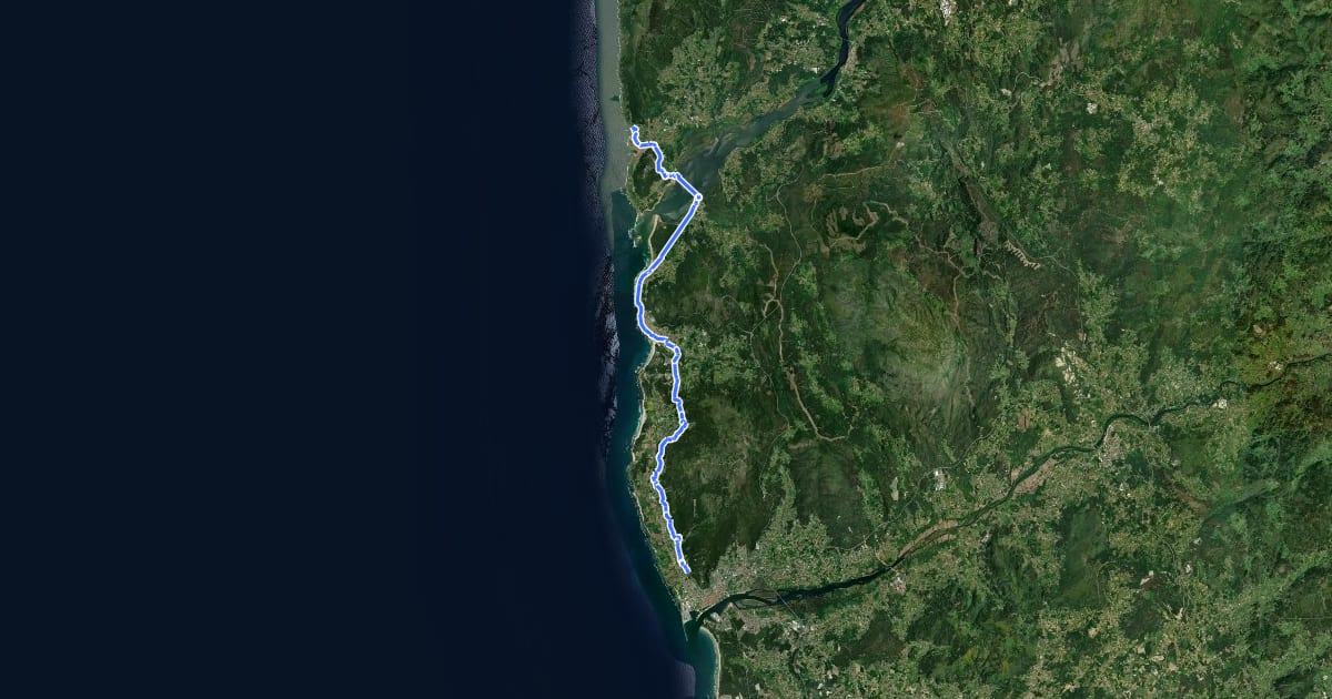 Маршрут Caminho Português da Costa (Viana do Castelo - A Guarda) на спутниковом снимке