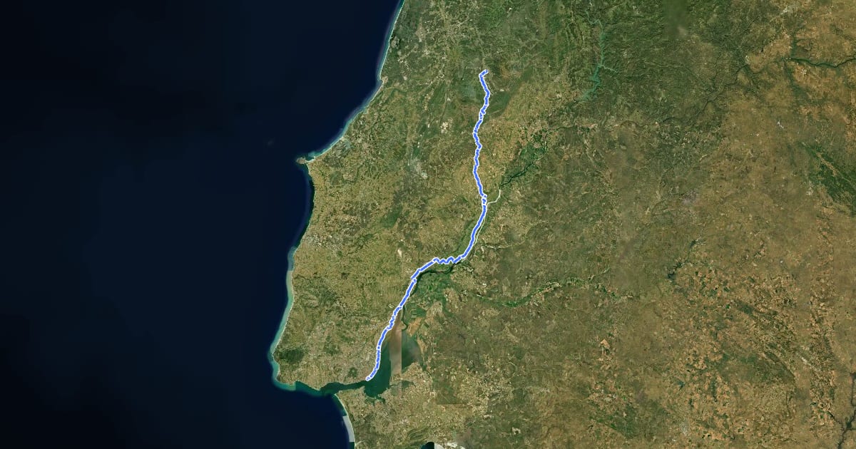 Маршрут Caminhos de Fátima (Caminho do Tejo) на спутниковом снимке