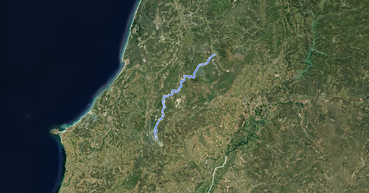 Маршрут Caminhos de Fátima (Caminho dos Candeeiros) на спутниковом снимке