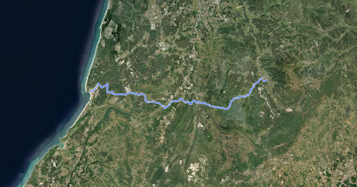 Маршрут Caminhos de Fátima (Caminho Poente) на спутниковом снимке