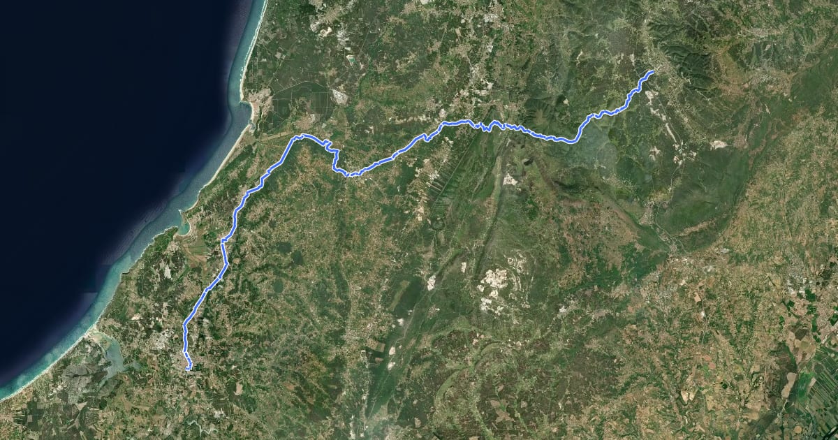 Маршрут Caminhos do Mar (Cascais > Fátima > Santiago) на спутниковом снимке