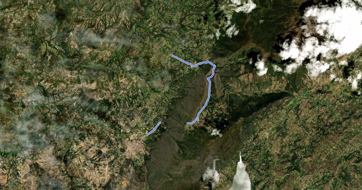 Маршрут Camino a Vereda Honduras y Río Cane на спутниковом снимке