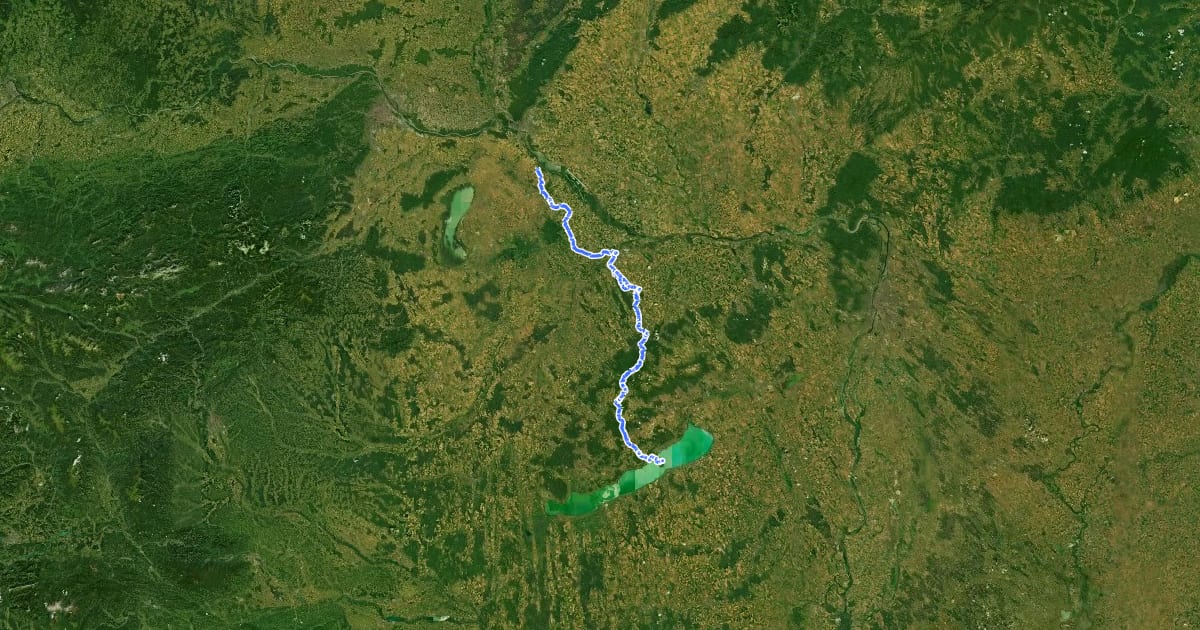 Маршрут Camino Benedictus, Tihany-Pannonhalma-Lébény-Mosonmagyaróvár-Rajka на спутниковом снимке