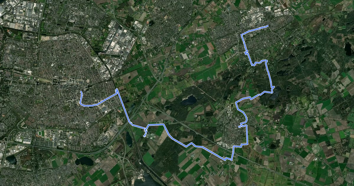 Маршрут Camino Brabant - R08: Oisterwijk-Tilburg на спутниковом снимке