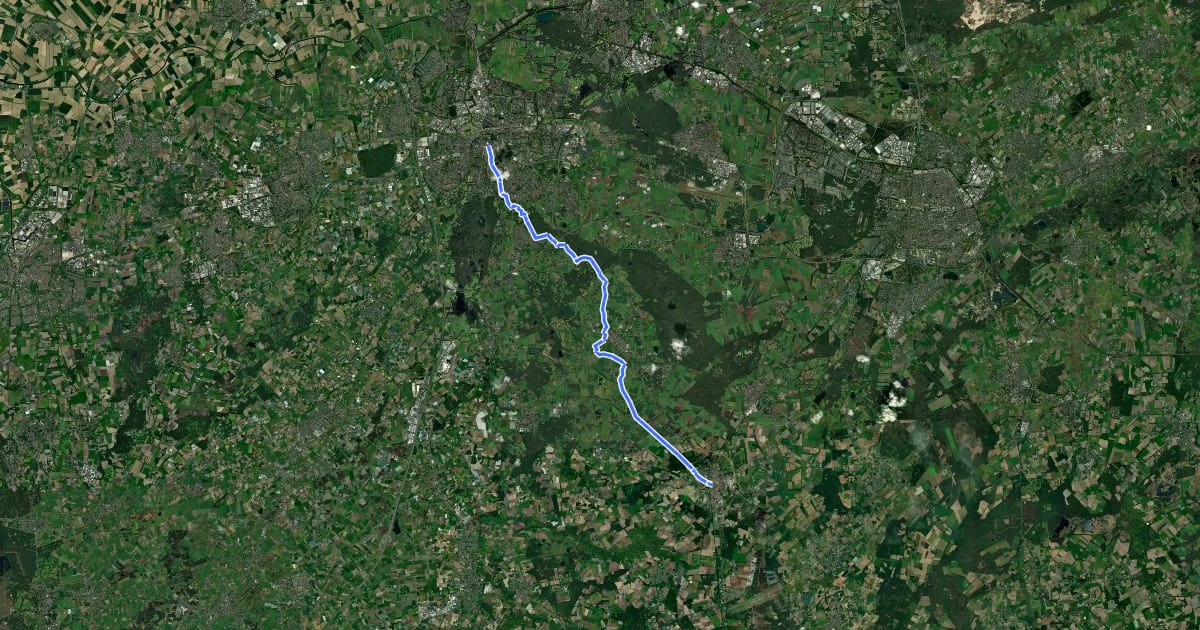 Маршрут Camino Brabant - R10: Baarle Hertog/Nassau-Breda на спутниковом снимке
