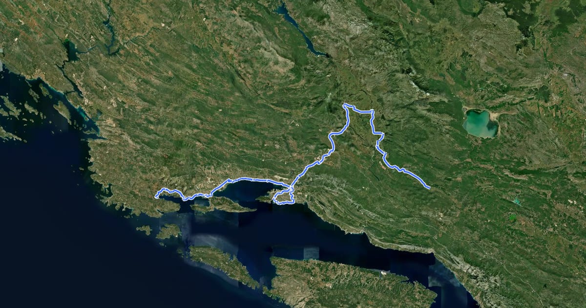 Маршрут Camino Central Dalmatia на спутниковом снимке