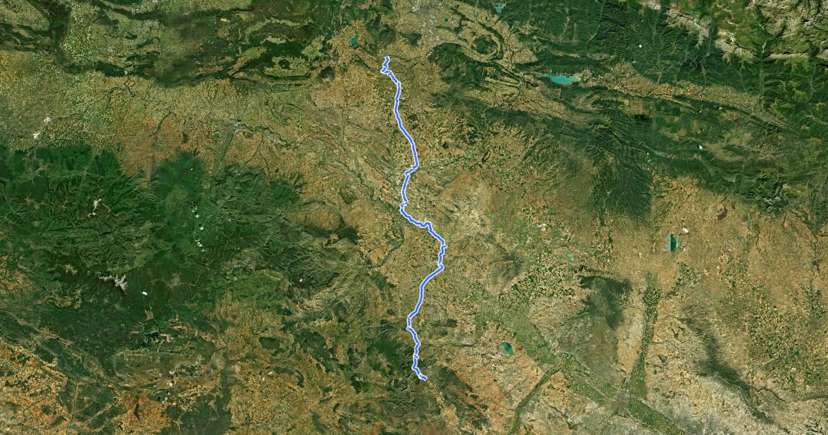 Маршрут Camino de la Vera Cruz (El camino de los Templarios) на спутниковом снимке