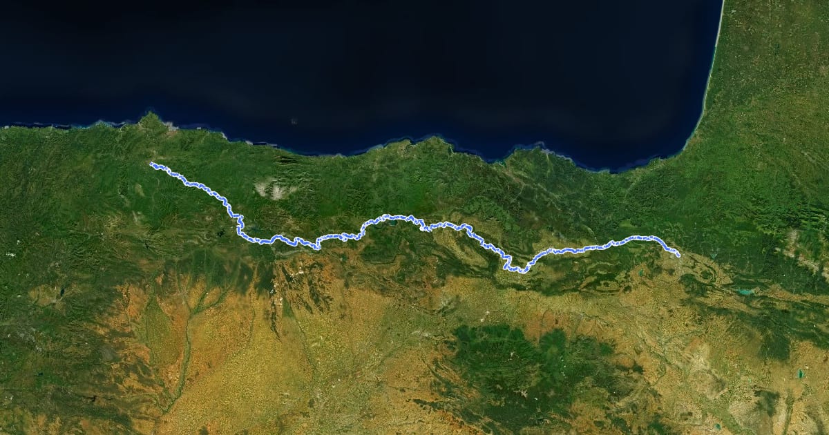 Маршрут Camino de las Asturias на спутниковом снимке
