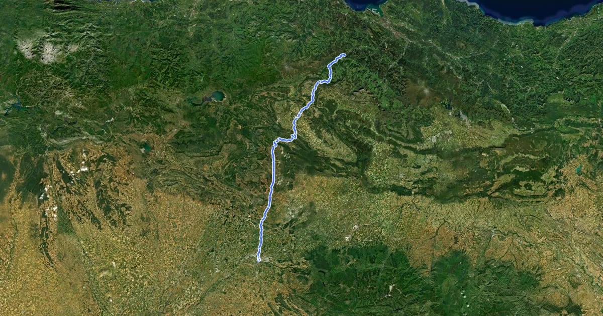 Маршрут Camino de Las Merindades на спутниковом снимке