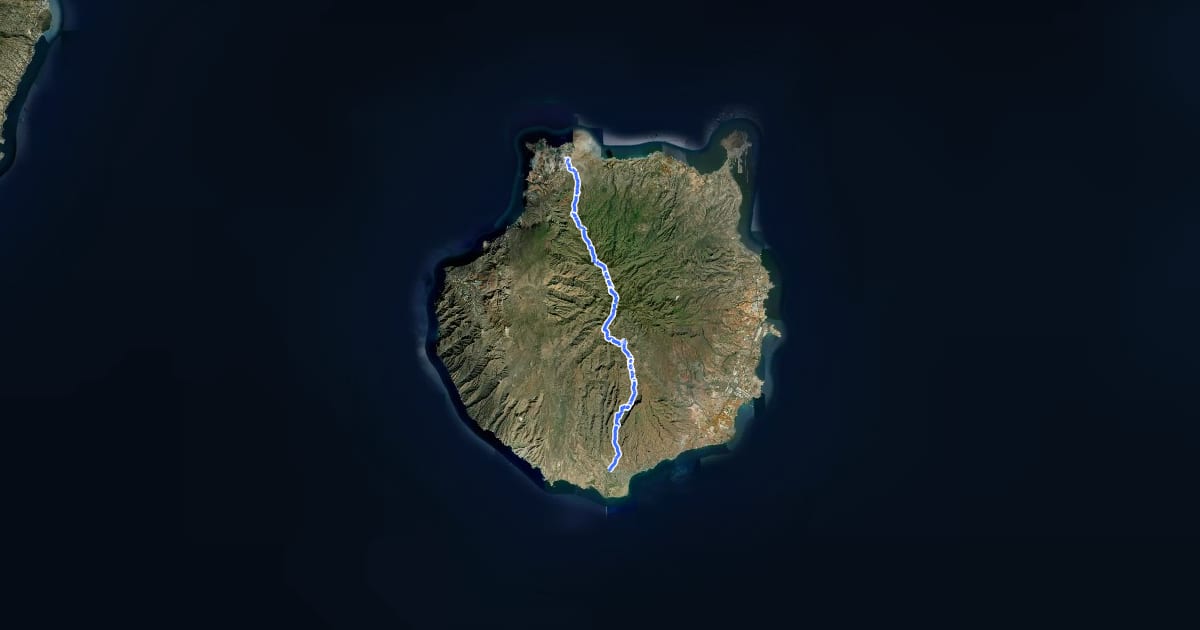 Маршрут Camino de Santiago de Gran Canaria на спутниковом снимке