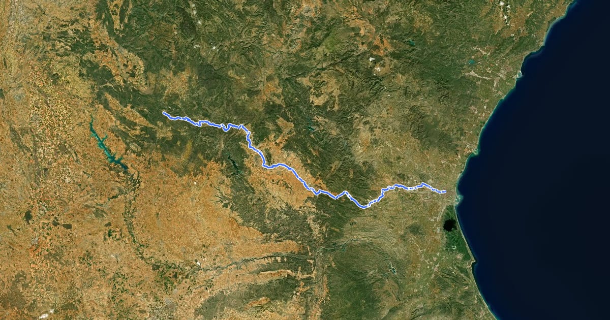 Маршрут Camino de Santiago de la Lana de Valencia на спутниковом снимке