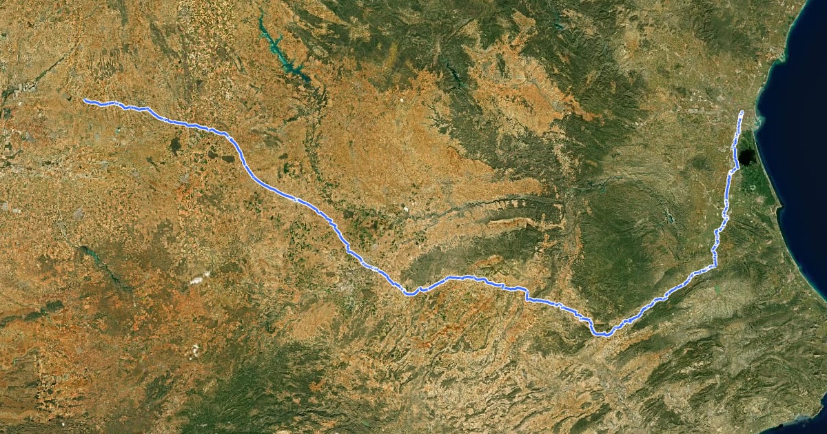 Маршрут Camino de Santiago de Levante на спутниковом снимке