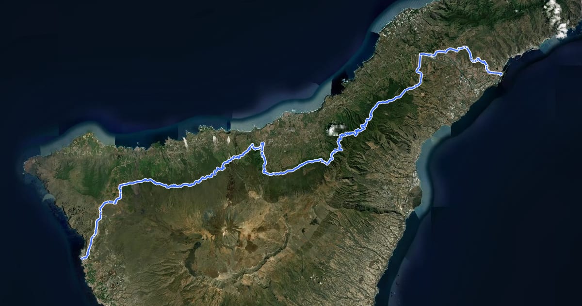 Маршрут Camino de Santiago de Tenerife на спутниковом снимке