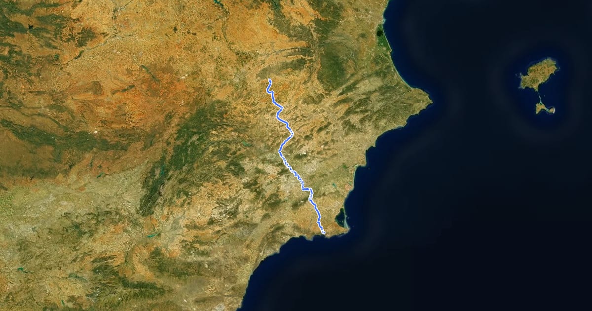 Маршрут Camino de Santiago del Azahar на спутниковом снимке