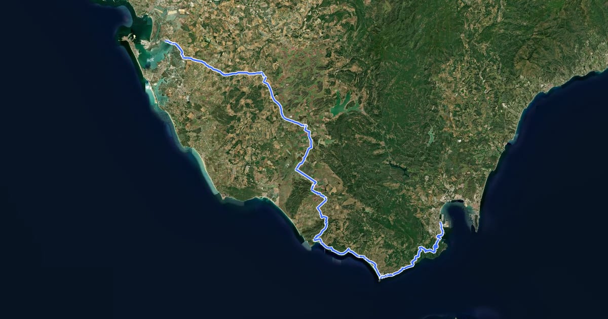 Маршрут Camino de Santiago del Estrecho на спутниковом снимке