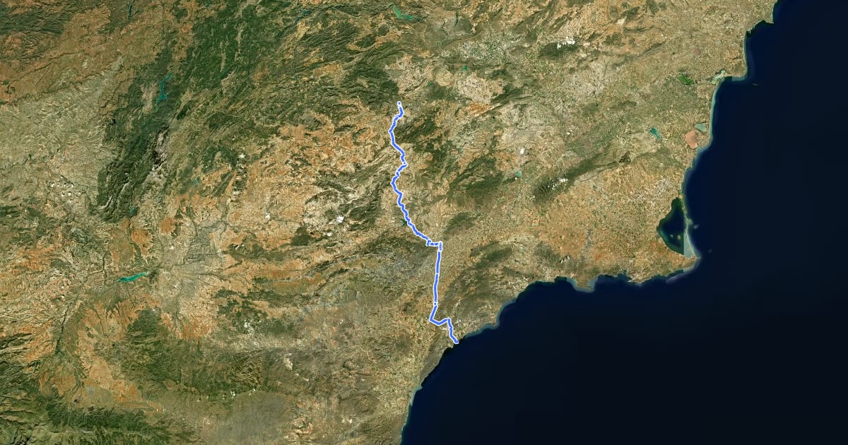 Маршрут Camino del Alto Guadalentín на спутниковом снимке