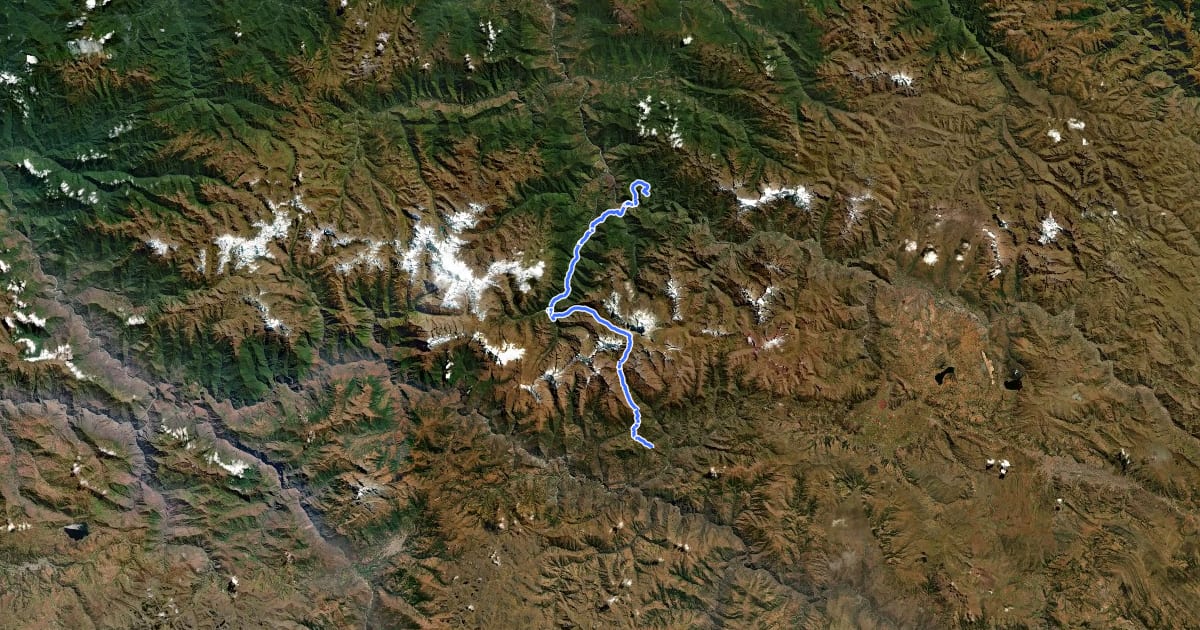 Маршрут Camino del Inca Salkantay на спутниковом снимке