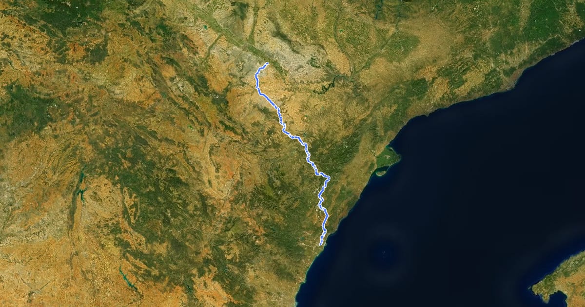 Маршрут Camino del Maestrazgo-Bajo Aragón на спутниковом снимке