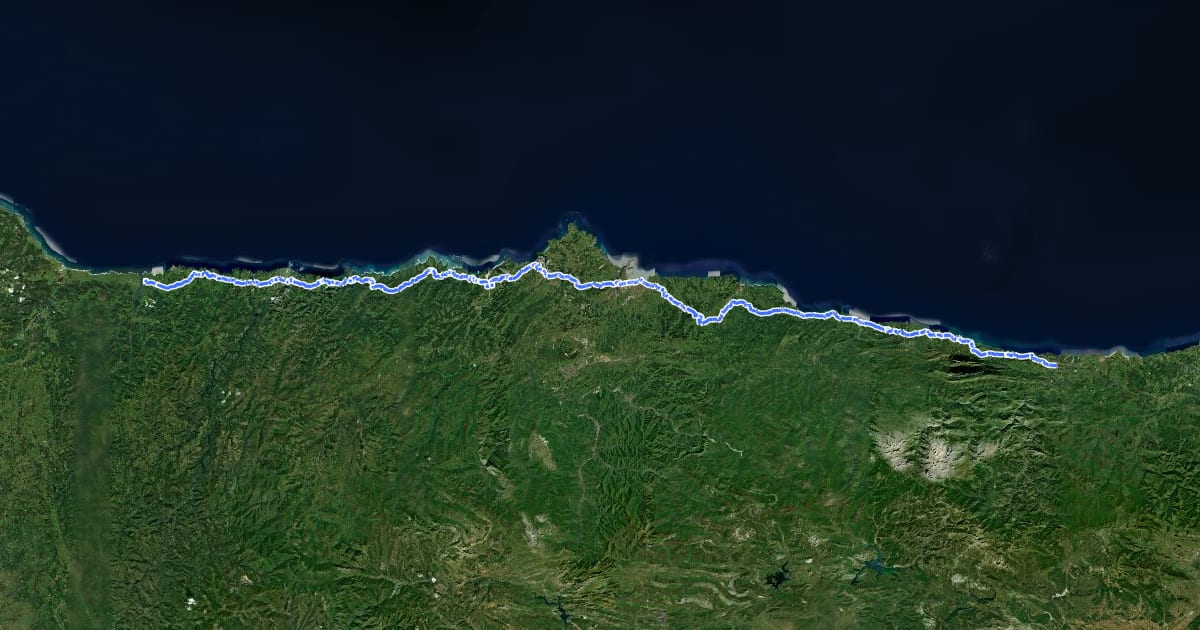 Маршрут Camino del Norte (Asturias) на спутниковом снимке
