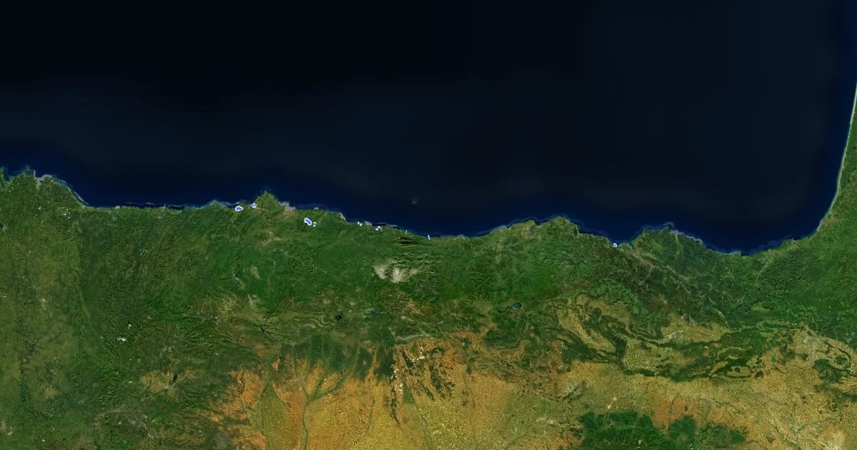Маршрут Camino del Norte (bici) на спутниковом снимке