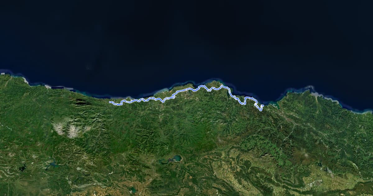 Маршрут Camino del Norte (Cantabria) на спутниковом снимке