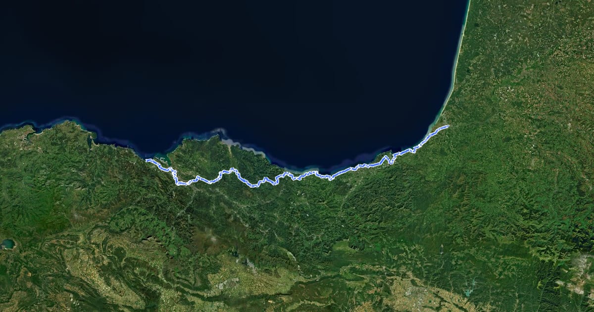 Маршрут Camino del Norte (Euskal Herria) на спутниковом снимке