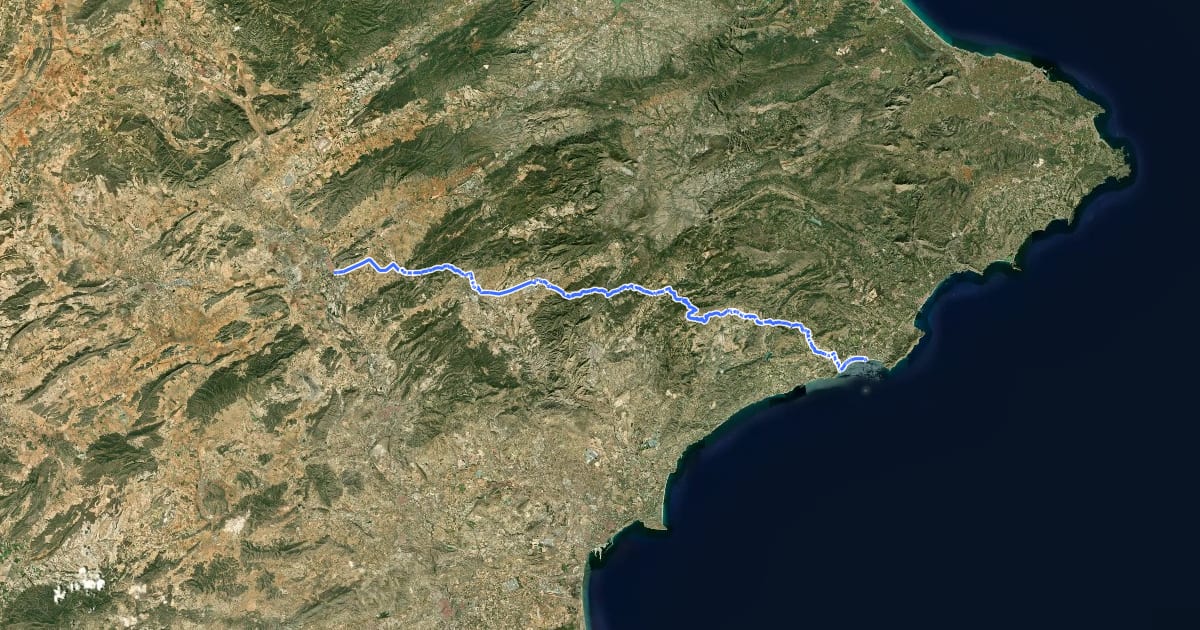 Маршрут Camino del Sureste - Ramal de Benidorm на спутниковом снимке