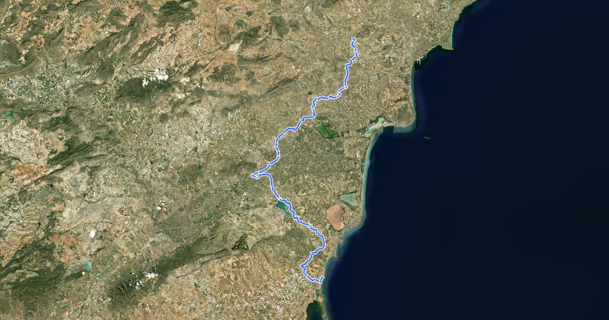 Маршрут Camino del Sureste - Ramal Sur на спутниковом снимке